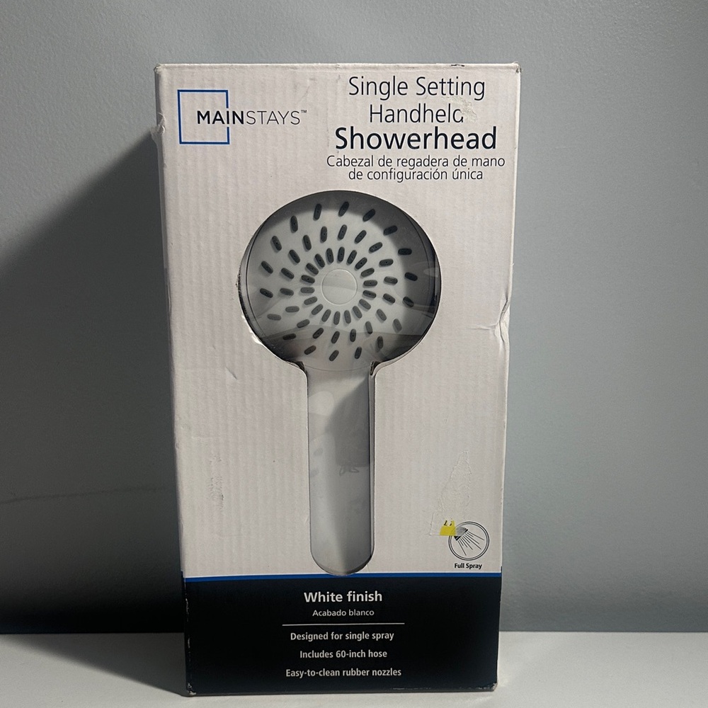 Mainstays White Single Setting Showerhead